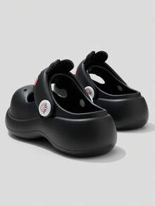 Damen-Sandalen mit Hasenohren und dicker Sohle, niedliche, atmungsaktive EVA-Strandpantoffeln mit Cartoon-Motiv, geeignet für alle Jahreszeiten, bezaubernde Outdoor-Sandalen, Cut-Out - Schwarz - Übersicht 9