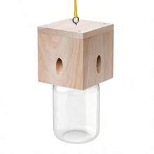 Outdoor Carpenter Bee Trap - No Lure, Pentagonal Roof Style Natural Hanging Wooden Carpenter Bee Trap Outdoor - Best Bee Trap - Insect Trap With Removable Safety Box - A - View 12