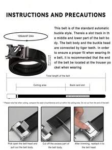 1pc Men's PU Leather Automatic Buckle Belt, Embossed Hollow Letter Buckle, Bamboo Joint Pattern Adjustable Business Casual Waist Belt, Multiple Colors Available, Fashionable , Suitable For Men's Jeans, Suits, Workplace Formal Wear And Daily Casual Wear. Light Luxury Style, High-End Feel, Best Gift For Father And Boyfriend. - Multicolor - View 7