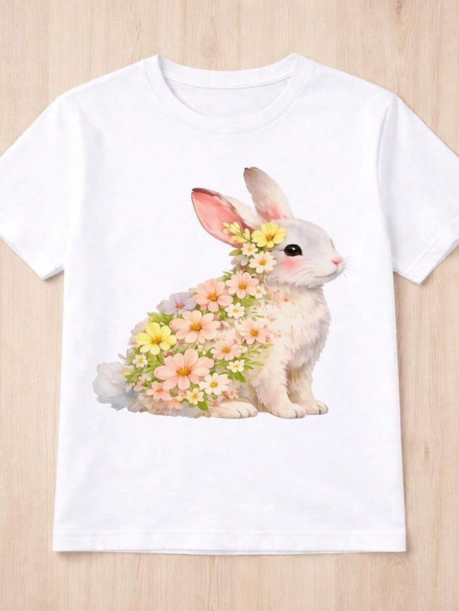 Conejo floral T1S1Hirt, Conejo acuarela, Top de PascuA1 Pastel.