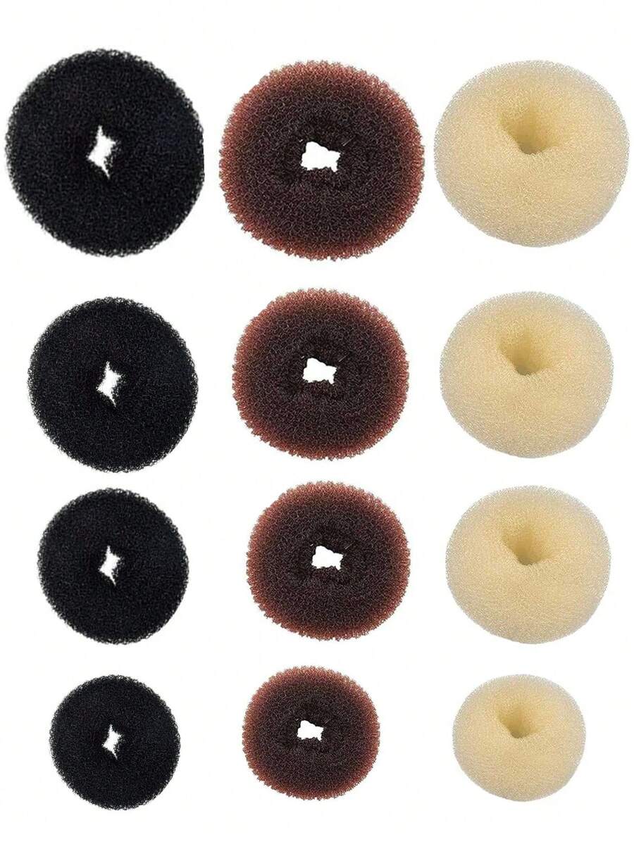 4 piezas Molde para hacer moños de rosquilla, accesorios para el cabello para mujeres, suaves y flexibles, adecuados para uso diario, set multicolor, ideal para viajes y regalos de cumpleaños