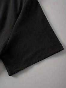 Camiseta de Manga Corta con Estampado de Retrato para Mujer Talla Grande, Camisetas Gráficas para Mujer, Tops de Algodón - Negro - Ver 4