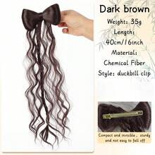 Moño de cabello sintético resistente al calor con lazo, pinza para el cabello con lazo esponjoso, herramienta de peinado de peluca - Multicolor - Ver 13