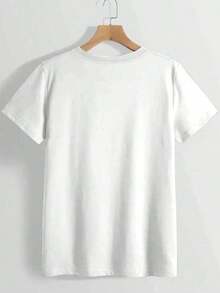 Camiseta Casual Estampada para Mujer "Ladies Love To Be Kind" - Manga Corta, Cuello Ajustado, Primavera/Verano - Ligera, Transpirable, Elegante, Esencial para el Guardarropa, Ocio - Blanco - Ver 4