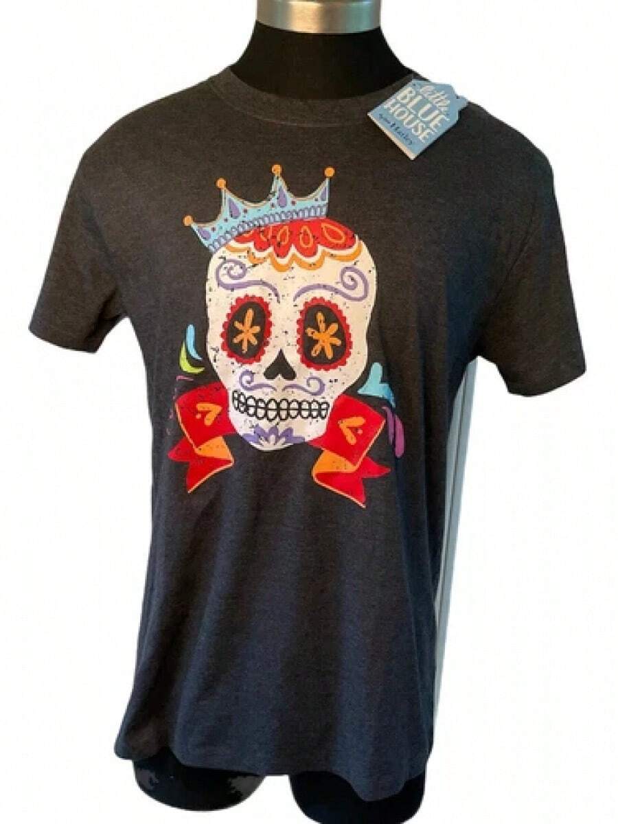 Pijama de manga corta para hombre Little Blue House Hatley, Día de los Muertos, talla M - NWT - Negro - Ver 1