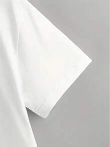 17679 Men's Round Neck Printed Drop Shoulder Short Sleeve Casual Shirt, Summer - White - View 4