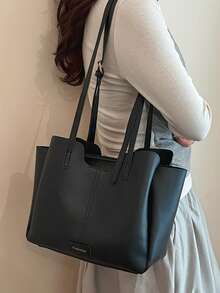 1pc Solid Color Quilted Women's Tote Bag, Practical PU Large Pocket Design, Elegant Ladies Tote Bag, Multi-Pocket Women's Work Bag & Casual Bag, Can Accommodate Laptop, Tablet, Wallet, Cosmetics, Ideal For Commuting, Shopping, Travel In Summer, Great Gift, High-Quality Ladies Handbag - Multicolor - View 6