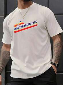 Symbol With Gradient Letters Evoking Courage, Energy, And Movement, Inspired By The Bold Spirit Of The Daredevils. Men's 100% Cotton T-Shirt, Comfortable And Durable For Everyday Wear. - White - View 1