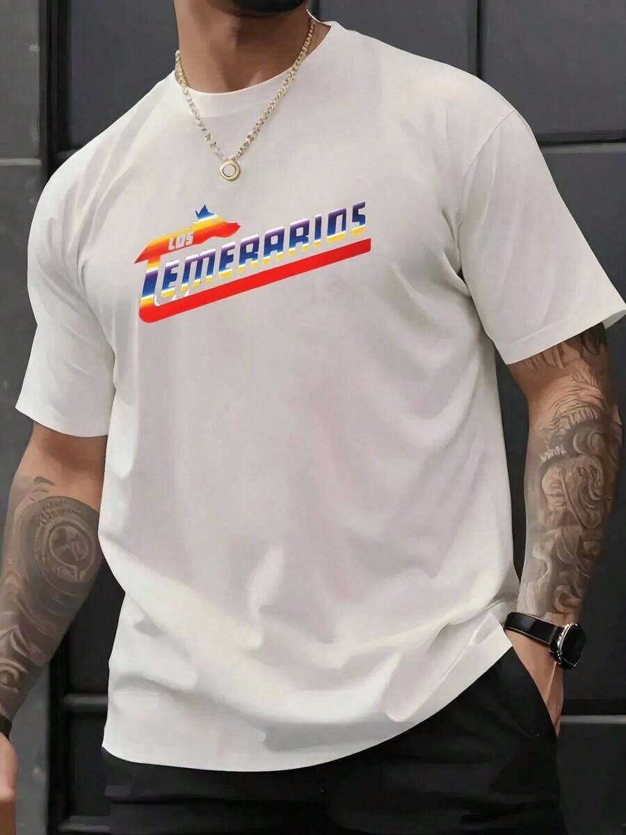 Symbol With Gradient Letters Evoking Courage, Energy, And Movement, Inspired By The Bold Spirit Of The Daredevils. Men's 100% Cotton T-Shirt, Comfortable And Durable For Everyday Wear. - White - View 1