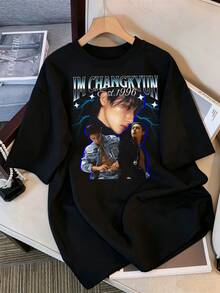 2026 T-Shirt, Vintage MONSTAs X IM CHANGKYUN Graphic T-Shirt, Oversized Casual T-Shirt For MONBEBE Fans, 1996 Retro Streetwear Top, Retro K-Pop Idol Bootleg Style Oversized T-Shirt, Vintage Graphic Print T-Shirt, Short Sleeve Casual Top, K-Pop Fan Merchandise, Black Streetwear T-Shirt For Fans, Vintage K-Pop Star Graphic T-Shirt, Short Sleeve Oversized T-Shirt With Retro Lightning Bolt Letter Print, Black Crew Neck Casual Top, Streetwear Style Idol Fan Gift, Comfortable Loose Fit Cotton Blend T-Shirt For Women And Men. - Black - View 6