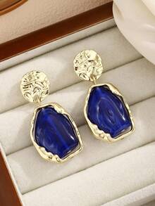 1 Pair Bohemian Luxury Resin Minimalist Classic Versatile Earrings - Royal Blue - View 4