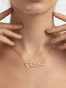 Colar com Texto Personalizado, Estilo Hip Hop Feminino, Corrente de Nylon com Pingente, Joia com Texto Personalizado, Presente Perfeito para Casais, Amigos, Pais, Moda Prateada, Moda Outono, Minimalista Casual, Minimalismo, Unissex, Moda Personalizada, Exclusivo, Presente Ideal para Namorada, Mãe, Família, Presente de Dia das Mães - Colar de diamantes completo estilo 2 - Ver 10