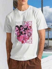 Camiseta de manga corta negra para hombre TWICE - Camiseta de algodón suave con cuello redondo, transpirable y casual para uso diario/al aire libre/verano, talla S, camiseta esencial de algodón puro, estilo básico de manga corta holgada para mujeres, adolescentes y chicas, material agradable para la piel para el día a día, la calle, el ocio, la vida universitaria, citas, fiestas, vacaciones y viajes. - Blanco - Ver 1