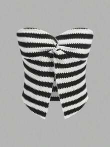 Casual And Sexy Bandeau Top In Textured Fabric With A Twisted Cut, Perfect For Vacation - 彩色 - 查看 5
