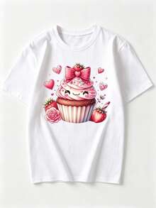 Women's Casual Prenda individual, no un conjunto de 3 piezas, 1 piezas/set de camisetas de manga suitable for streetwear, Top oversized cuello redondo daily outings, camping, concerts, hip-hop, rock, and rap events Slogan Print T-Shirt, Summer Graphic Tees Women - Blanco - Ver 2