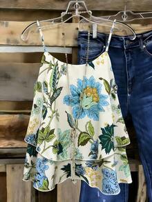 Conjunto de verano de mujer con top estampado y tejido, nueva blusa de verano - Verde - Ver 5
