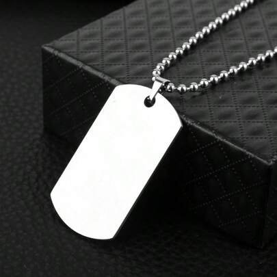 1 pieza Collar de acero de titanio con etiqueta militar para hombres, material no descolorido, colgante único personalizado de estilo hip-hop, accesorio de moda callejera versátil, adecuado para uso diario