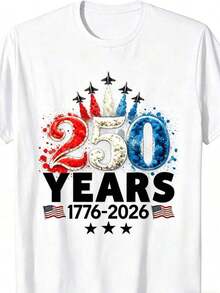 250 Years Of America: Celebrating The 250th Anniversary Of American Independence On July 4, 2026. Unisex Breathable T-Shirt, Available In Spring And Summer Sizes S-XXXL - 白色 - 查看 1