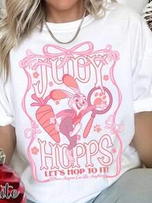 Coquette B1Ow Z1ootopia 2 S1Hirt, Cute Judy Hopps S1 Let'S1 Hop To It T1EE, VaC1Action Family Matching TR1ip Oui. - 白色 - 查看 1