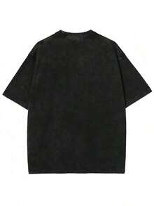 Camiseta de juego para hombre y mujer| Camiseta vintage negra lavada con estampado de logotipo, corte holgado, cuello redondo, uso casual de verano y para todo el año, tela de elasticidad media, diseño de dibujos animados, mangas regulares (unisex) - Negro - Ver 3