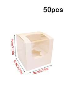 5pcs/20pcs/50pcs Window Bread Box, Pastry Box, New Large Square Cake Box, Small Kraft Paper Cupcake Box, Suitable For Cookies, Macarons, Mini Snacks, Suitable For Holidays, Parties, Paper Cup Cake Box, Birthday Gift Packaging - Multicolor - View 17