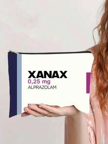 1 unidade de Bolsa para Armazenamento de Medicamentos Leksal Xanax (Alprazolam) - Bolsa para Comprimidos de Alprazolam 0,25mg com Zíper de , Bolsa Cosmética, Bolsa de Armazenamento com Estampa, Bolsa para Guardar Cosméticos, Bolsa para Pequenos Objetos, Bolsa Organizadora, Bolsa para Cosméticos, Bolsa de Higiene Pessoal, Bolsa para Guardar Pincéis e Ferramentas de Maquiagem, Bolsa de Mão, Bolsa de Armazenamento Leve e Dobrável - Multicolorido - Ver 1