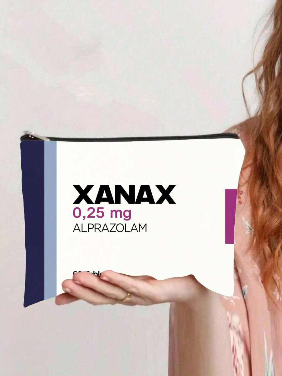 1 unidade de Bolsa para Armazenamento de Medicamentos Leksal Xanax (Alprazolam) - Bolsa para Comprimidos de Alprazolam 0,25mg com Zíper de , Bolsa Cosmética, Bolsa de Armazenamento com Estampa, Bolsa para Guardar Cosméticos, Bolsa para Pequenos Objetos, Bolsa Organizadora, Bolsa para Cosméticos, Bolsa de Higiene Pessoal, Bolsa para Guardar Pincéis e Ferramentas de Maquiagem, Bolsa de Mão, Bolsa de Armazenamento Leve e Dobrável - Multicolorido - Ver 1