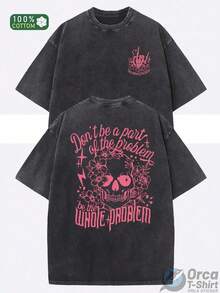 1pc camiseta unisex de corte holgado, cuello redondo y manga corta con efecto desgastado, diseñada por un artista al estilo Y2K, hecha de 1pc00% algodón (220g). Este estilo casual y versátil es perfecto para la moda urbana, el uso diario, campamentos, conciertos y eventos de hip-hop, rock y rap, y presenta un estampado de estrellas. Es una opción ideal. - Negro - Ver 6