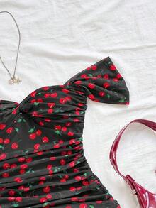 Vestido mini ajustado de punto rojo con hombros descubiertos para mujer, diseño con espalda calada, adecuado para vacaciones, citas, té de la tarde, temporada de bodas, playa, crucero, vacaciones en la ciudad, vacaciones bohemias, festivales de - Multicolor 2 - Ver 5