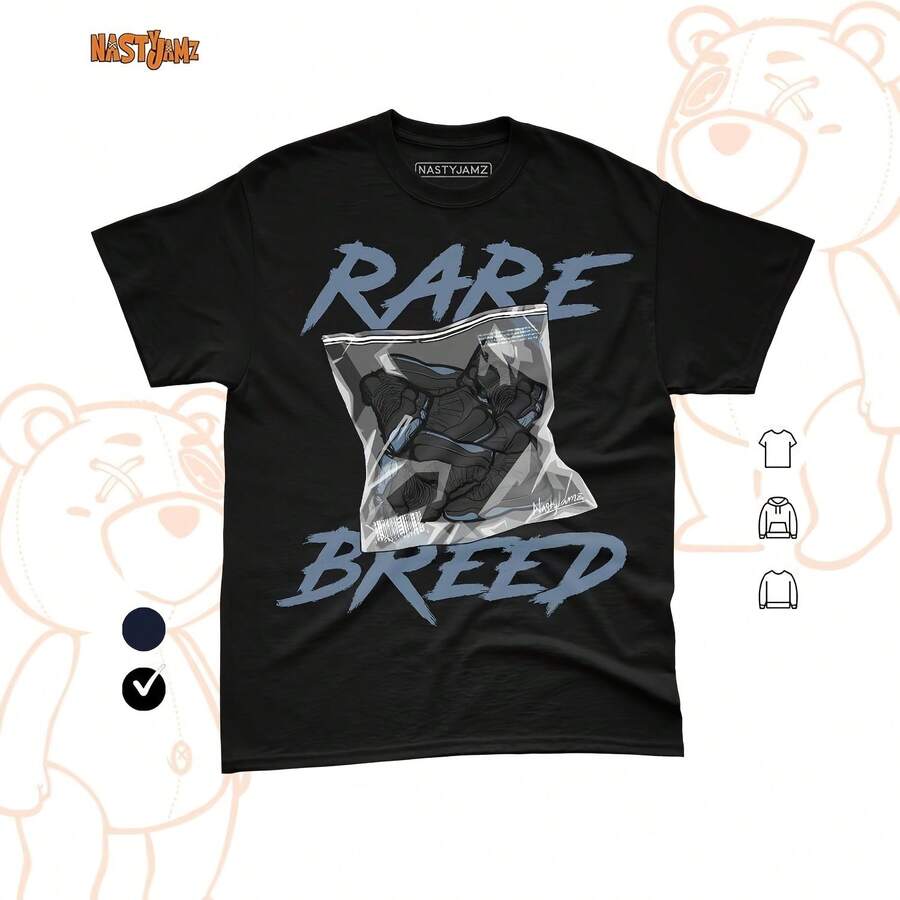 Gamma Blue 11s T-Shirt Matching The Rare Breed Inside Sneakerhead Urban Graphic T-Shirt, Unisex Aesthetic Blue And Black T-Shirt. - 款式 - 查看 1