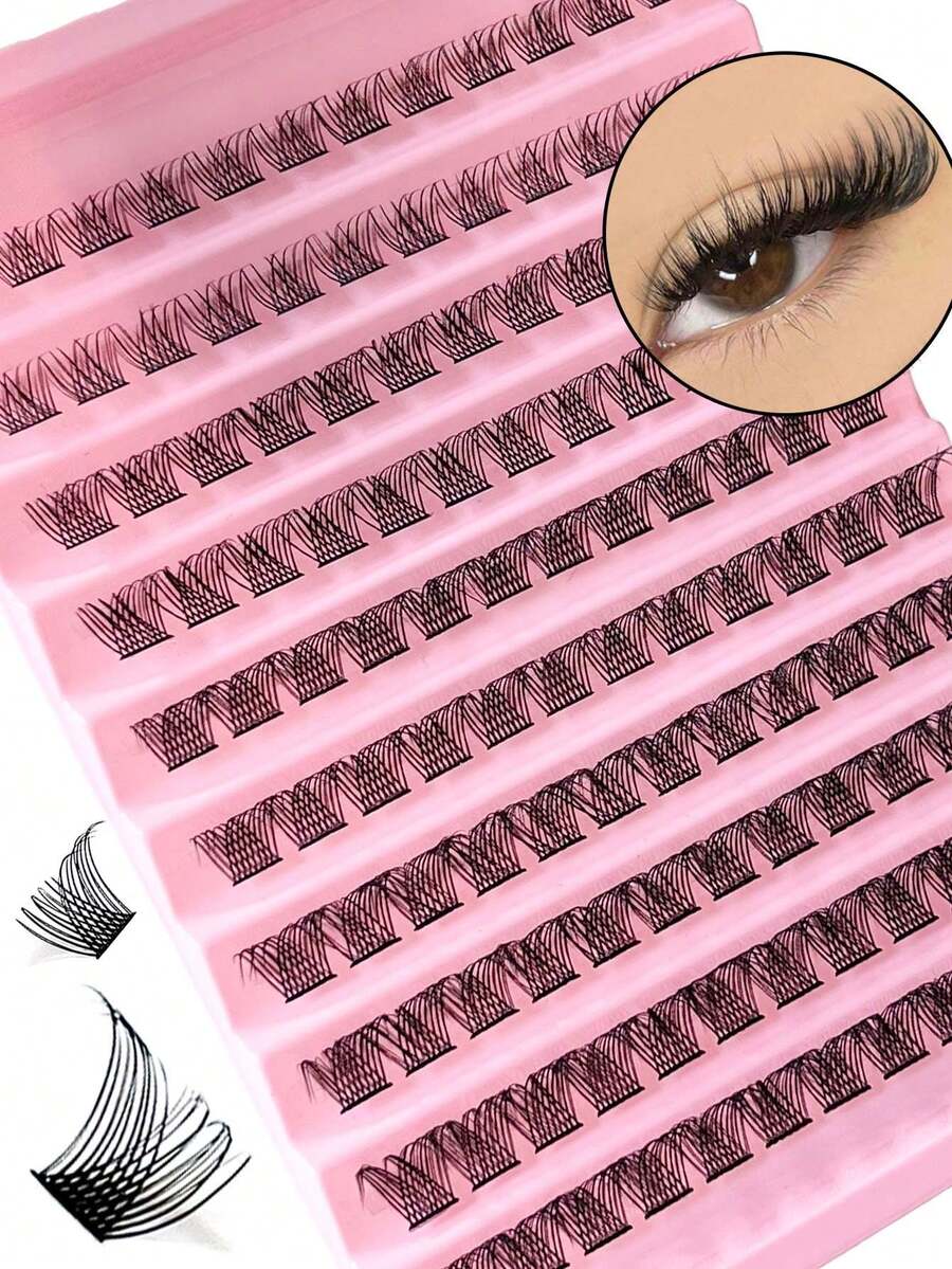 120pcs/Set Soft Natural Mink Fur False Eyelashes, DIY Eyelash Extension Clusters, Individual Fake Lashes - C - View 1