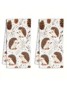Bộ 1/2/4 khăn lau bếp hình nhím và quả thông - Chất liệu polyester mềm mại, thấm hút tốt, hoàn hảo cho việc nấu nướng, trang trí nhà bếp kiểu nông trại và phòng tắm trong dịp lễ, khăn lau bát đĩa cho nhà bếp. - Màu Khaki - Xem 10