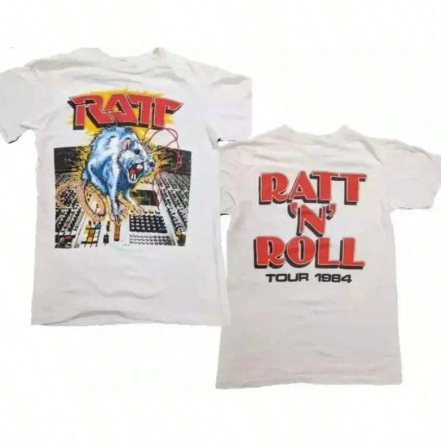 Camiseta Vintage Ratt, camiseta con gráfico de gira musical retro de 1984, regalo blanco para fanáticos - Blanco - Ver 1