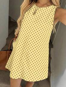 Vestido casual de mujer de línea A sin mangas a rayas con bolsillos acolchados, conjunto elegante de vacaciones, estilo retro lujoso - Multicolor 7 - Ver 5