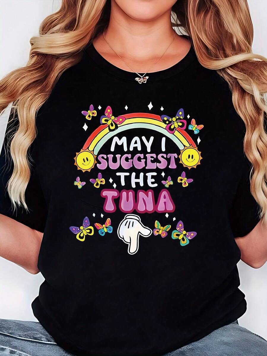 Camiseta divertida con estampado de esturión para mujer - blusas para mujer, blusas, blusas casuales para dama, tops de mujer, tops, unisex - Negro - Ver 1