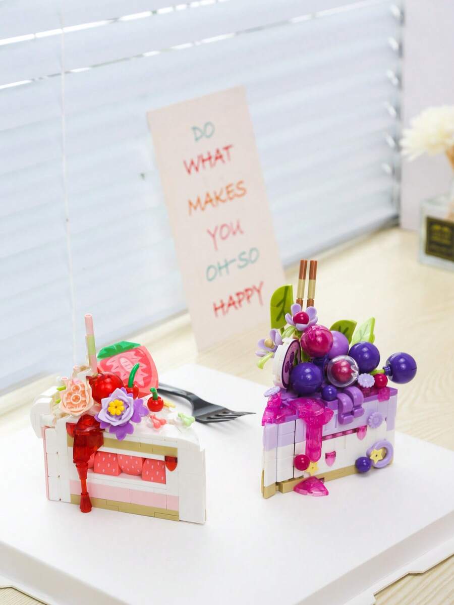 Birthday Cake Building Blocks Set, Children's Building Blocks Set, Fruit Cake Building Blocks, Adult Version Building Blocks Set, Assembling Building Blocks Toy Set, Creative Gift Home Decor, Girlfriend Series Kids Birthday Gift - Multi-color Cake Building Block Set - View 1