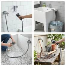 Toilet Companion Handheld Spray Gun Set, Bathroom Cleaning Tool! Booster Dual-Mode Water Flow + One-Touch Stop, Retractable Spring Hose Saves Space, Brass Angle Valve Diverts Water No Plumbing Modification, Wall Mount Bracket For Storage, Convenient For Toilet/Crevices/Pet Washing - Multicolor - View 7