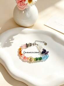 Bracelet à perles de cristal, bracelet extensible en pierre naturelle irrégulière, bracelet chaîne ajustable en cristal de guérison des chakras, bijoux de mode bohème colorés à perles pour femmes - Multicolore - Voir 4