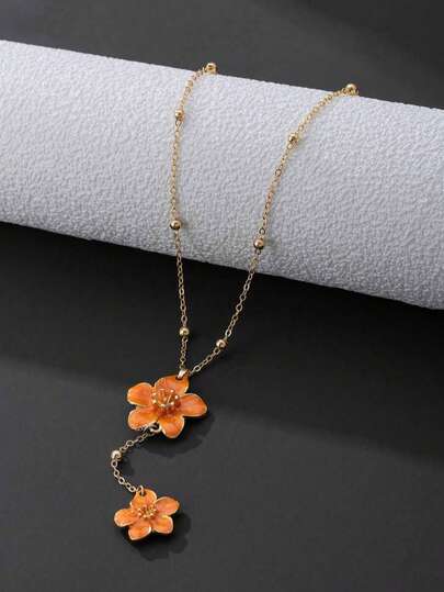 Elegante collar colgante con flor, collar con dije de flor dulce, adecuado para uso diario, regalo para amigos y mayores en aniversario y cumpleaños