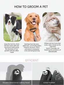 Large/Small Pet Dematting Comb, Double Sided Dog Grooming Rake Brush For Dogs & Cats, Stainless Steel Blades, Non‑Slip Handle Pet Shedding Tool,Dog Rake Brush ,Cat Dematting Tool,Double Sided Pet Grooming Rake,Remove Matted Fur,Pet Hair Knot Cutter - Multicolor - View 9