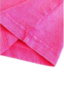 Camiseta de manga corta para hombre con estampado gráfico retro de doble cara, estilo único, 230g de algodón lavado, para usar al aire libre en verano, con un cierto grosor. - Rosa Fucsia - Ver 4
