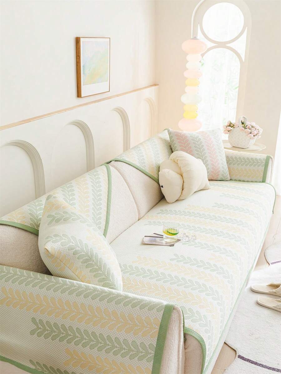 1 Đệm ghế sofa kiểu nông thôn, đệm lụa băng mát mẻ mùa hè, đệm ngồi, bọc tay vịn, bọc tựa lưng, khăn vải, chống trượt, phù hợp với ghế sofa hình chữ L và ghế sofa 1/2/3/4 chỗ ngồi (Bán lẻ từng chiếc) - Màu vàng - Xem 1
