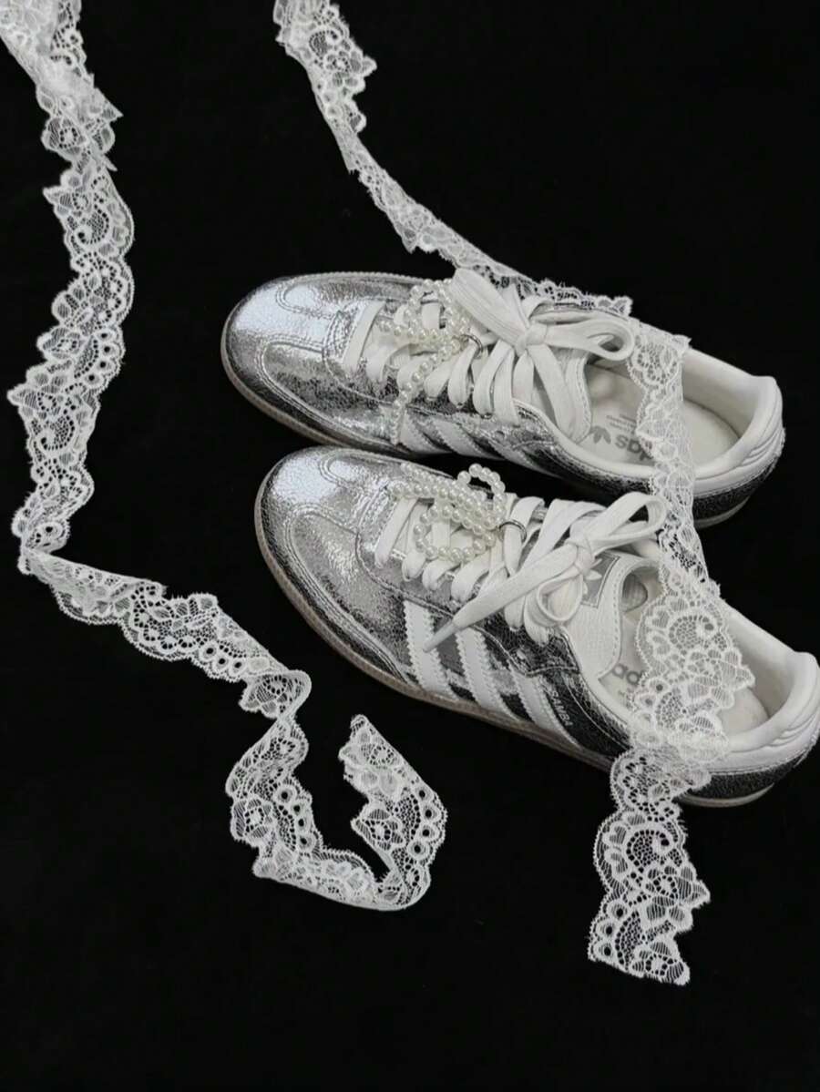 Adidas Samba OG Silver Metallic Cracked Leather (Women's) - 銀色 - 查看 1