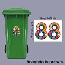 2 Sets Rainbow Floral Digital Trash Can Stickers, Removable Self-Adhesive Waterproof PVC Decals, Suitable For Car License Plates, House Numbers And Country Style Home Decor - Trash Can Stickers - View 10