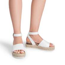 Women's Platform Espadrilles Casual Ankle Strap Wide Wedge Sandals Comfortable Dressy Summer Shoes - trắng - Xem 8