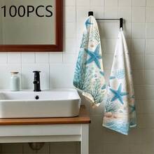 Seaside Beach Shell Starfish Print Kitchen Hand Towels 1/2 Packs 16*24 Inches, Multi-Purpose Wiping Cloth For Kitchen Restaurant Decor, Exquisite Gift Kitchen Utensil - Multicolor - View 17