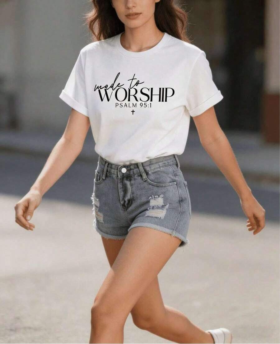 Playera de mujer 100% algodón manga corta cuello redondo diseño de texto elegante para verano - Blanco - Ver 1