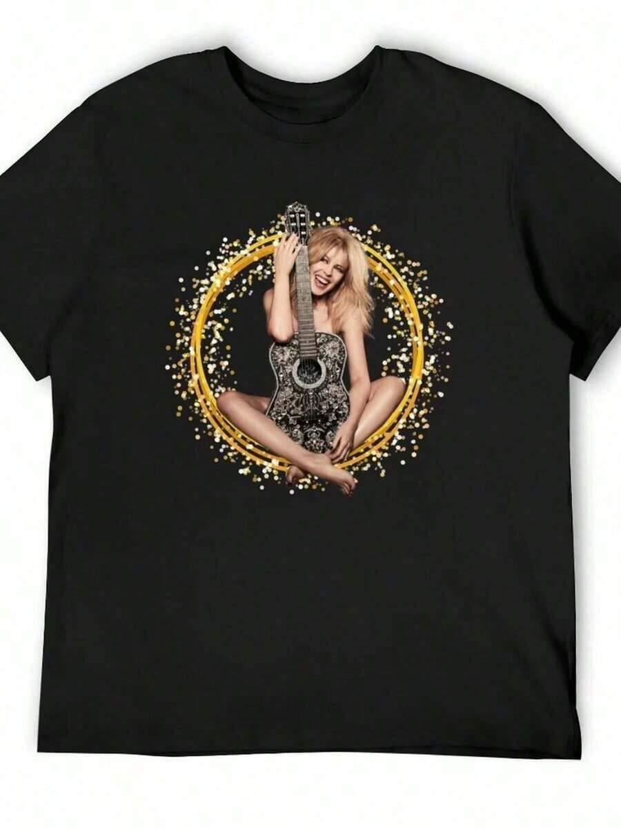 2026 New Hip-Hop World Tour T-Shirt Pure Cotton B-Billie Top Round Neck Short Sleeve Eilish Women's Photos And Text Gender-Free. - 黑色 21 - 查看 1