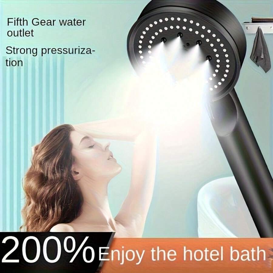 1pc 5-Mode High Pressure Shower Head, Handheld Water-Saving Strong Spray Showerhead With Rain/Pulse Spray Modes, Easy Installation - A - View 1