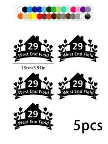 Trash Can Sticker Set (Optional 1/2/3/4/5/6/7/8/10pcs): Customized Stickers, Including Room Number And Floral Pattern. Personalized Text And Address Labels, Mailbox Number And Street Name Stickers. Waterproof And Durable, Self-Adhesive And Easy To Apply. Suitable For Trash Cans, Mailboxes, Houses And Recycling Bins, Multiple Colors Available. - Multicolor - View 11